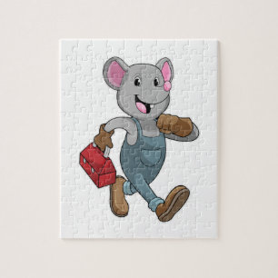 Mouse as Handyman with Toolbox Jigsaw Puzzle