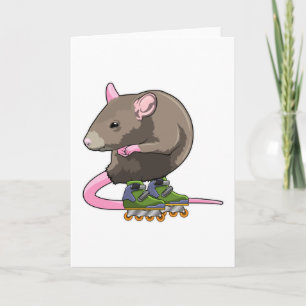Mouse as Inline skater with Inline skates Card