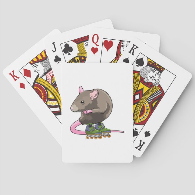 Mouse as Inline skater with Inline skates Playing Cards (Back)