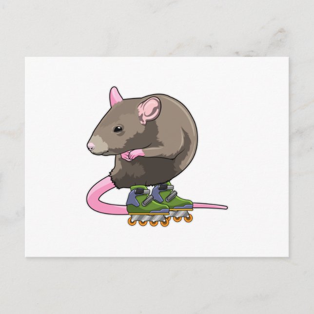 Mouse as Inline skater with Inline skates Postcard (Front)