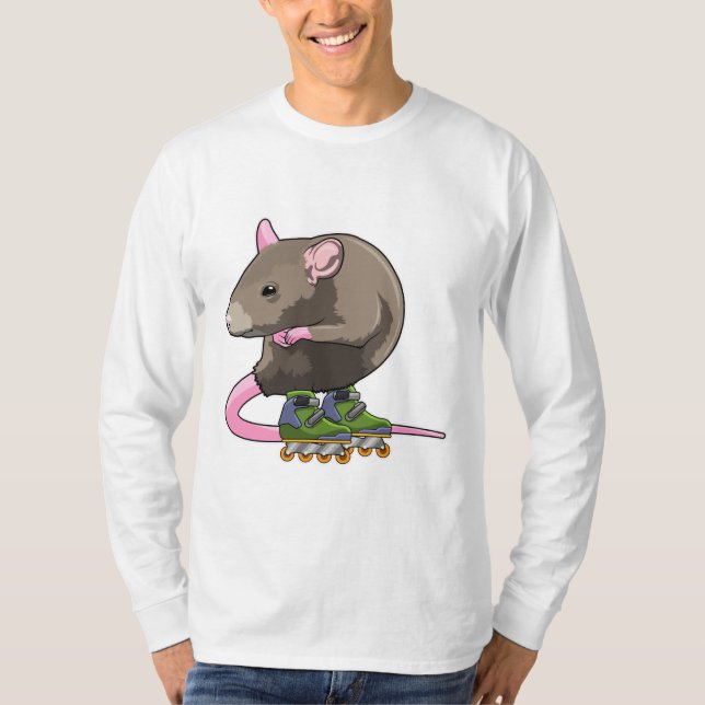Mouse as Inline skater with Inline skates T-Shirt (Front)