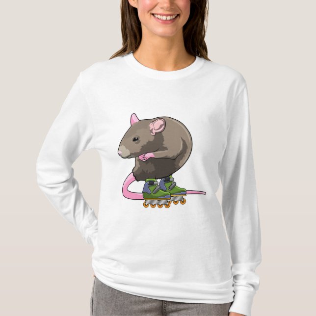 Mouse as Inline skater with Inline skates T-Shirt (Front)