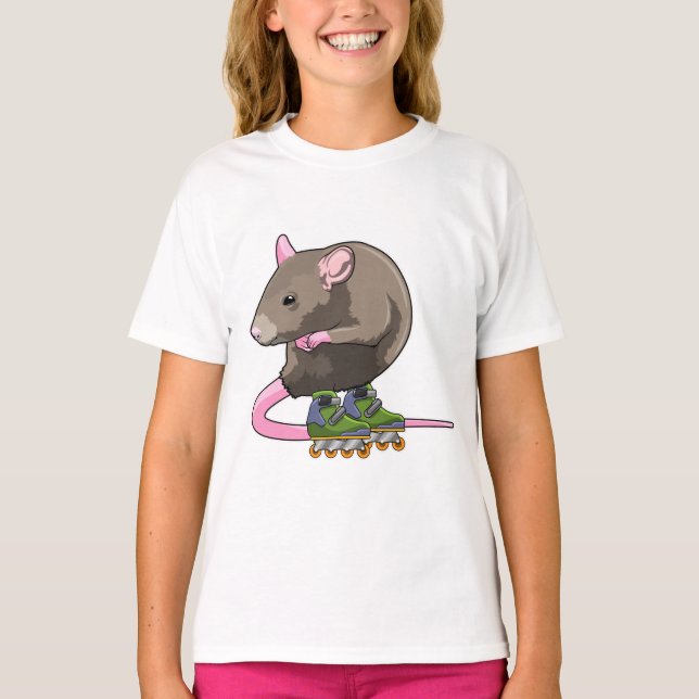Mouse as Inline skater with Inline skates T-Shirt (Front)