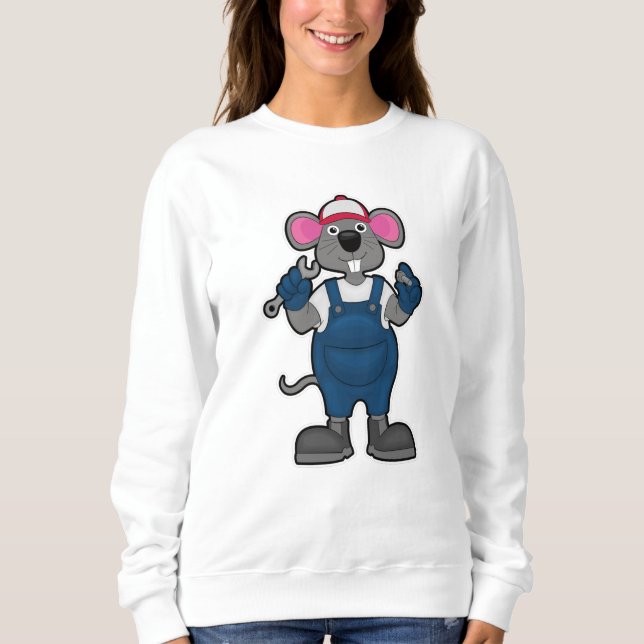 Mouse as Mechanic with Screw & Spanner Sweatshirt (Front)