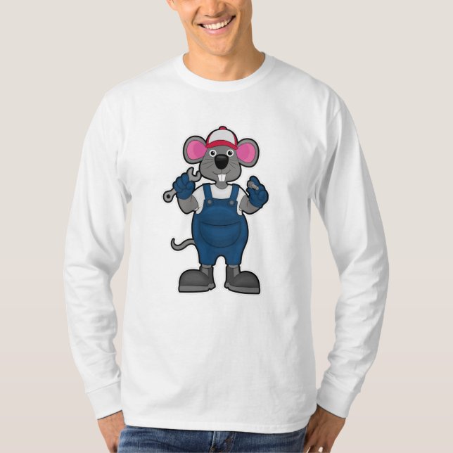 Mouse as Mechanic with Screw & Spanner T-Shirt (Front)
