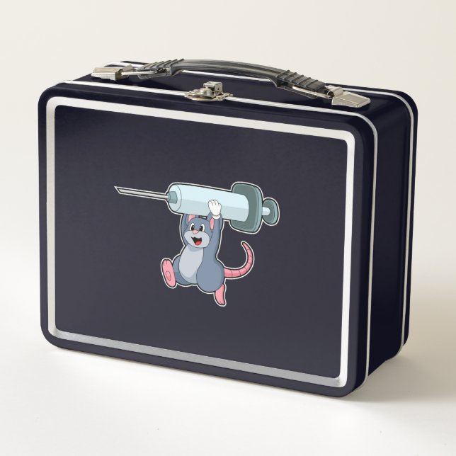 Mouse as Nurse with Syringe.PNG Metal Lunch Box (Front)