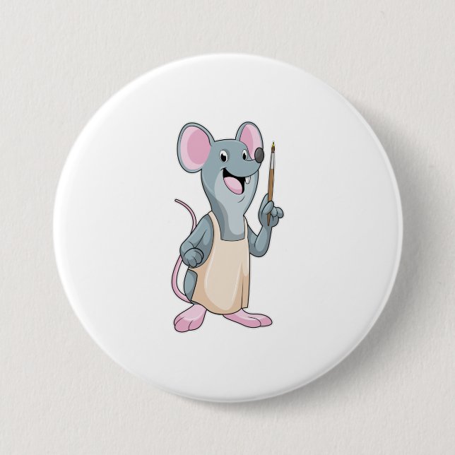 Mouse as Painter with Paint brush 7.5 Cm Round Badge (Front)