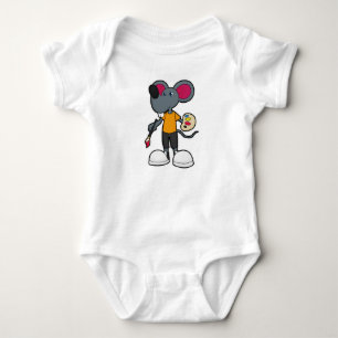 Mouse as Painter with Paint & Brush Baby Bodysuit