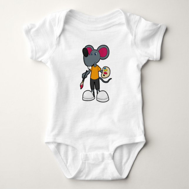 Mouse as Painter with Paint & Brush Baby Bodysuit (Front)