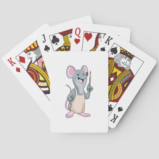 Mouse as Painter with Paint brush Playing Cards (Back)