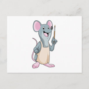 Mouse as Painter with Paint brush Postcard