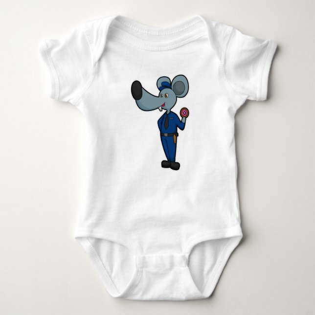 Mouse as Police officer with Doughnut Baby Bodysuit (Front)