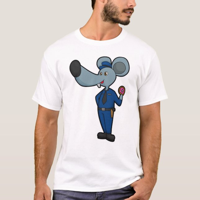 Mouse as Police officer with Doughnut T-Shirt (Front)