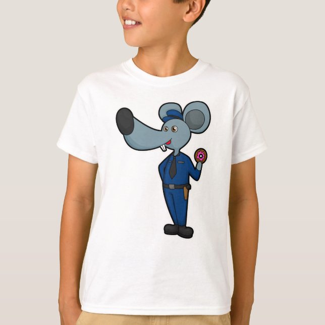 Mouse as Police officer with Doughnut T-Shirt (Front)