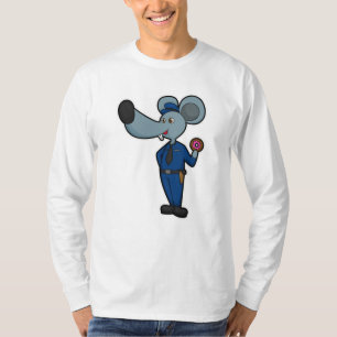 Mouse as Police officer with Doughnut T-Shirt