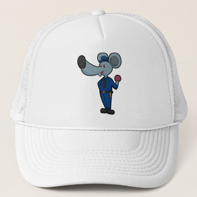 Mouse as Police officer with Doughnut Trucker Hat (Front)