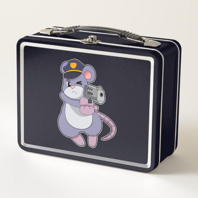 Mouse as Police officer with Police hat Metal Lunch Box (Front)