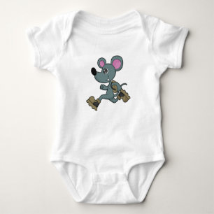 Mouse as Runner with Backpack Baby Bodysuit