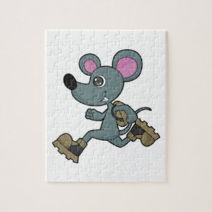 Mouse as Runner with Backpack Jigsaw Puzzle