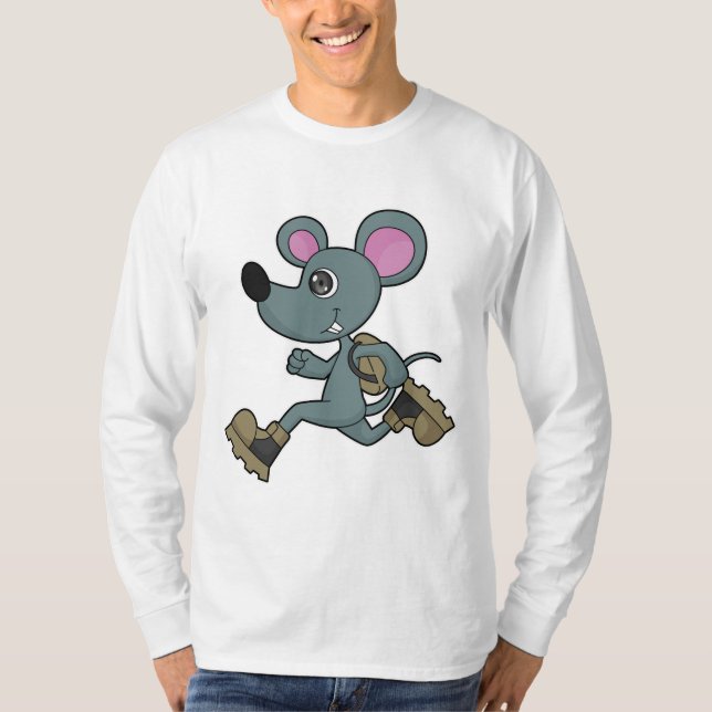Mouse as Runner with Backpack T-Shirt (Front)