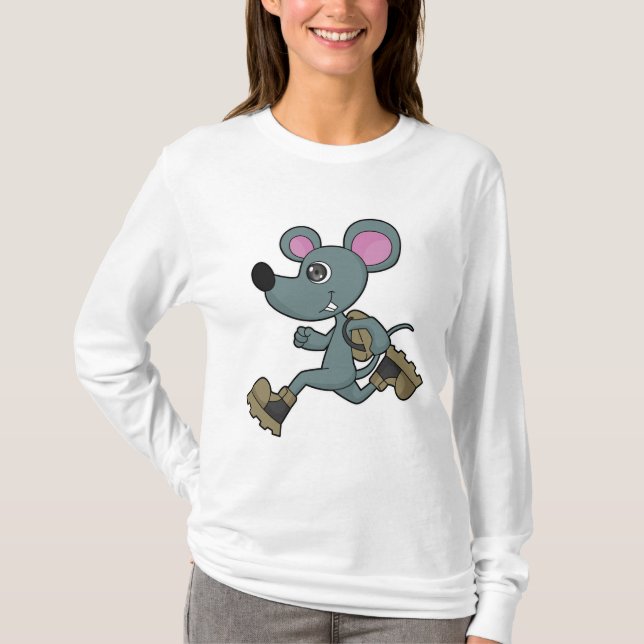 Mouse as Runner with Backpack T-Shirt (Front)