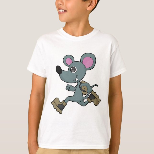 Mouse as Runner with Backpack T-Shirt (Front)