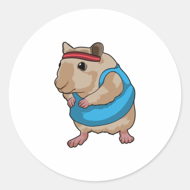 Mouse as Runner with Headband Classic Round Sticker (Front)