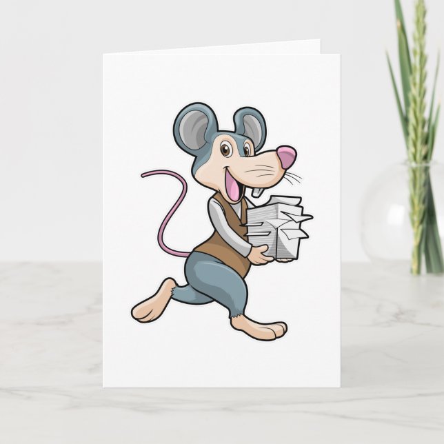 Mouse as Secretary with Paper Card (Front)