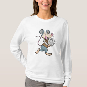 Mouse as Secretary with Paper T-Shirt