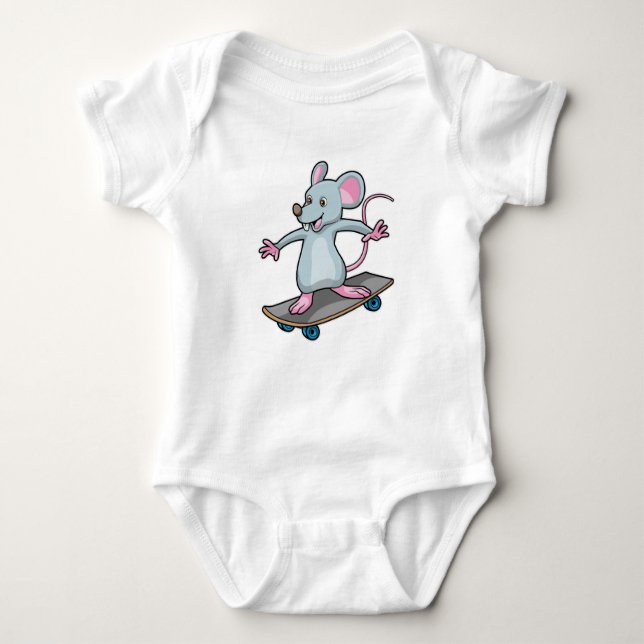 Mouse as Skater with Skateboard Baby Bodysuit (Front)