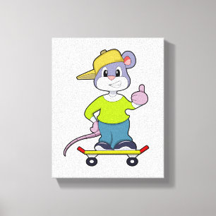 Mouse as Skater with Skateboard Canvas Print