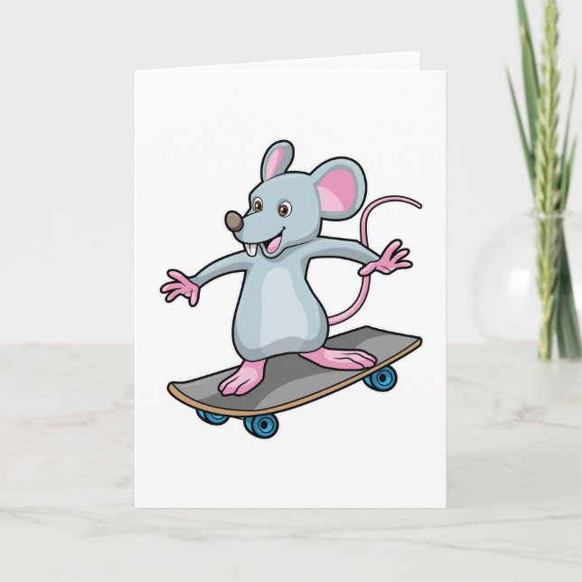 Mouse as Skater with Skateboard Card (Front)
