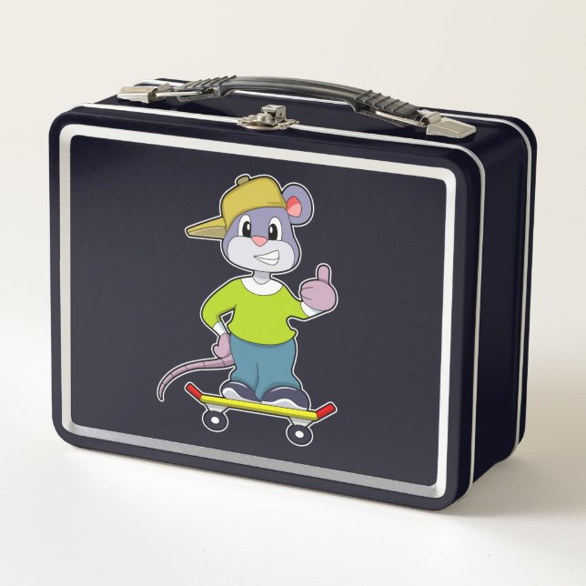Mouse as Skater with Skateboard Metal Lunch Box (Front)