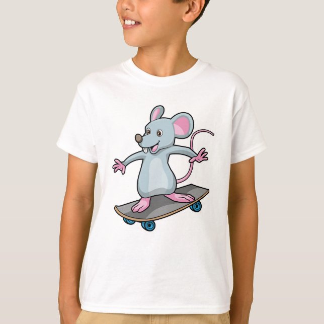 Mouse as Skater with Skateboard T-Shirt (Front)