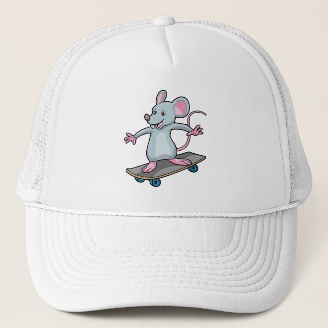 Mouse as Skater with Skateboard Trucker Hat (Front)
