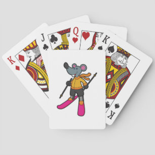 Mouse as Skier with Ski Playing Cards
