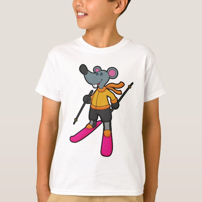 Mouse as Skier with Ski T-Shirt (Front)