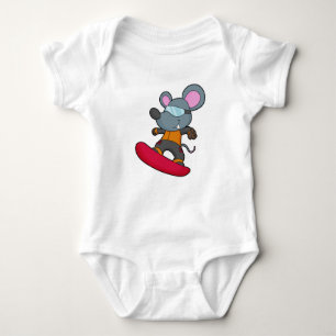 Mouse as Snowboarder with Snowboard Baby Bodysuit