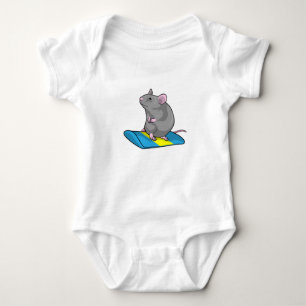 Mouse as Snowboarder with Snowboard Baby Bodysuit
