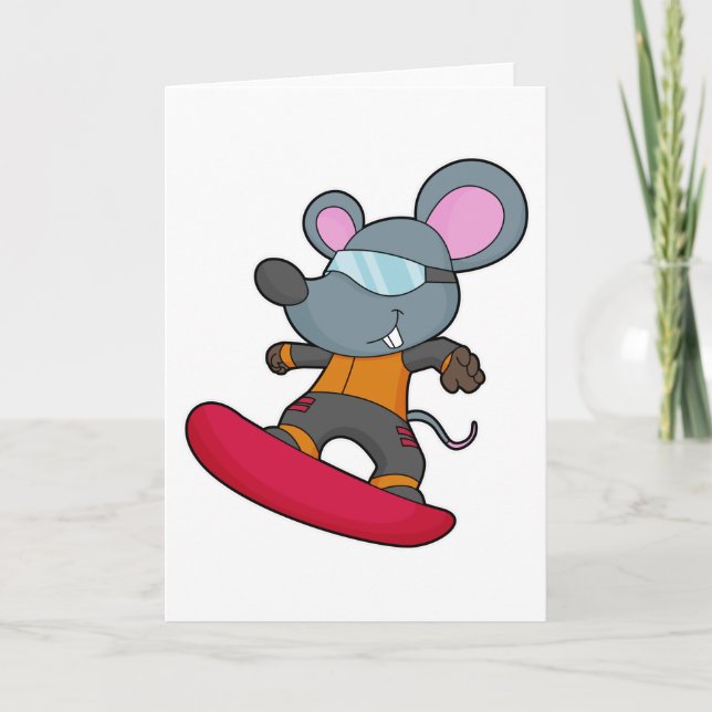 Mouse as Snowboarder with Snowboard Card (Front)