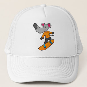 Mouse as Snowboarder with Snowboard Trucker Hat