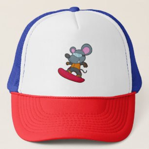 Mouse as Snowboarder with Snowboard Trucker Hat
