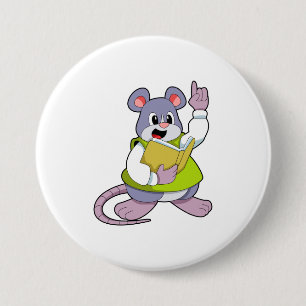 Mouse as Teacher with Book 7.5 Cm Round Badge