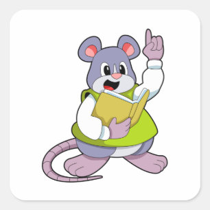 Mouse as Teacher with Book Square Sticker