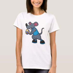 Mouse as Volleyball player with Volleyball T-Shirt