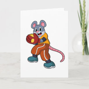 Mouse at Baseball with Baseball glove Card