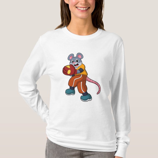 Mouse at Baseball with Baseball glove T-Shirt (Front)