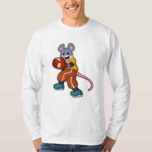 Mouse at Baseball with Baseball glove T-Shirt