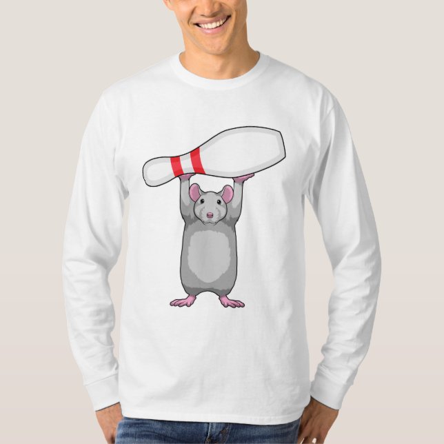 Mouse at Bowling with Bowling pin T-Shirt (Front)