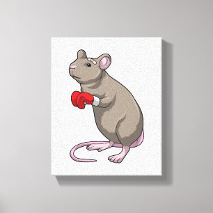 Mouse at Boxing with Boxing gloves Canvas Print